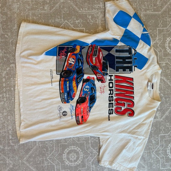 Vintage 90s Nascar Racing T Shirt ALL THE KINGS HORSES MEN 2XL Tultex - Picture 3 of 7
